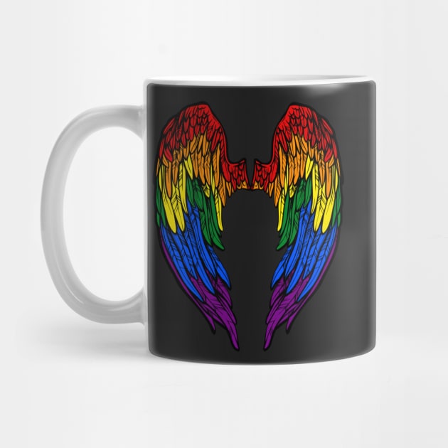 Gay Pride Rainbow Angels Wings Back Design T-Shirt, Phone Case and Others by SusanaDesigns